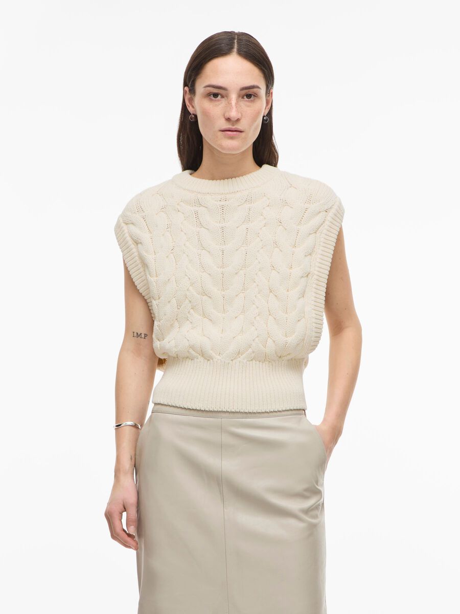 Product tile image - ROUND NECK KNITTED VEST, Birch | 14112251_Birch