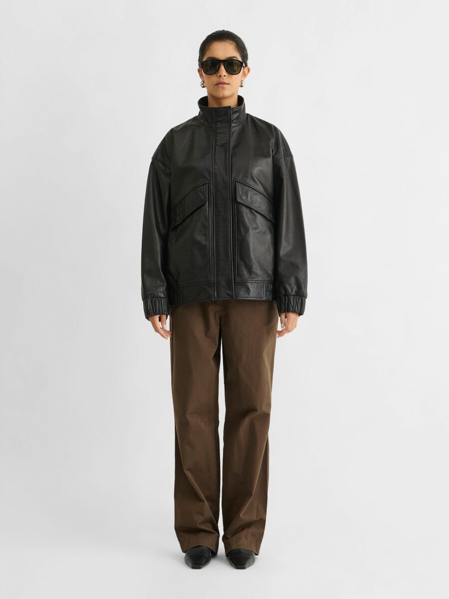 Product tile image OVERSIZED LEATHER JACKET, Meteorite 14122805_Meteorite