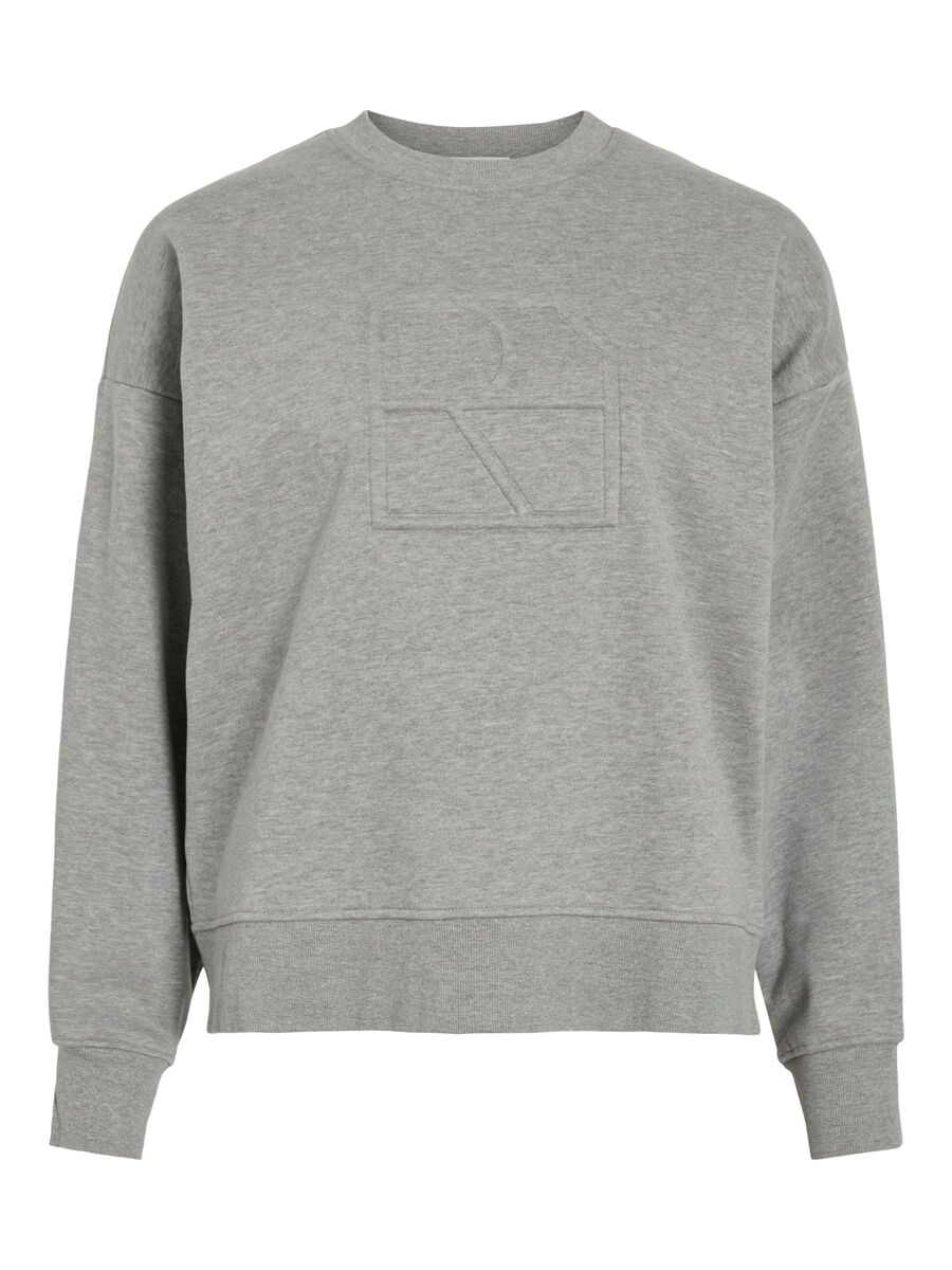 VILA LONG SLEEVED SWEATSHIRT, Light Grey Melange, highres - 14108181_LightGreyMelange_001.jpg