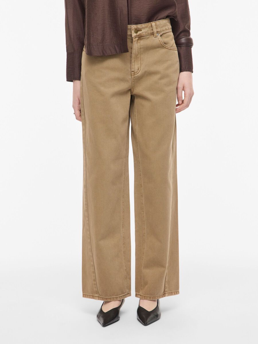 Carousel image - MID-WAIST WIDE FIT JEANS, Dull Gold | 1