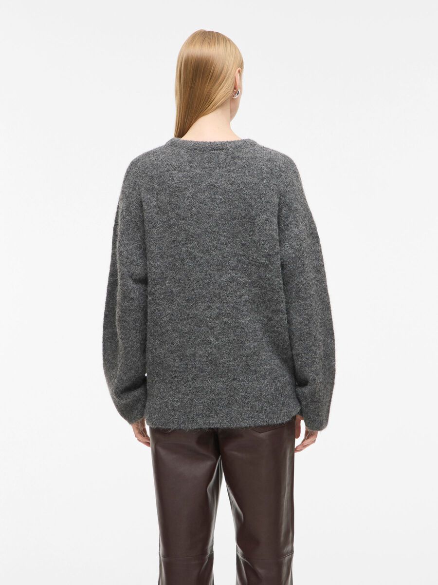 Carousel image - ROUND NECK KNITTED PULLOVER, Dark Grey Melange | 2