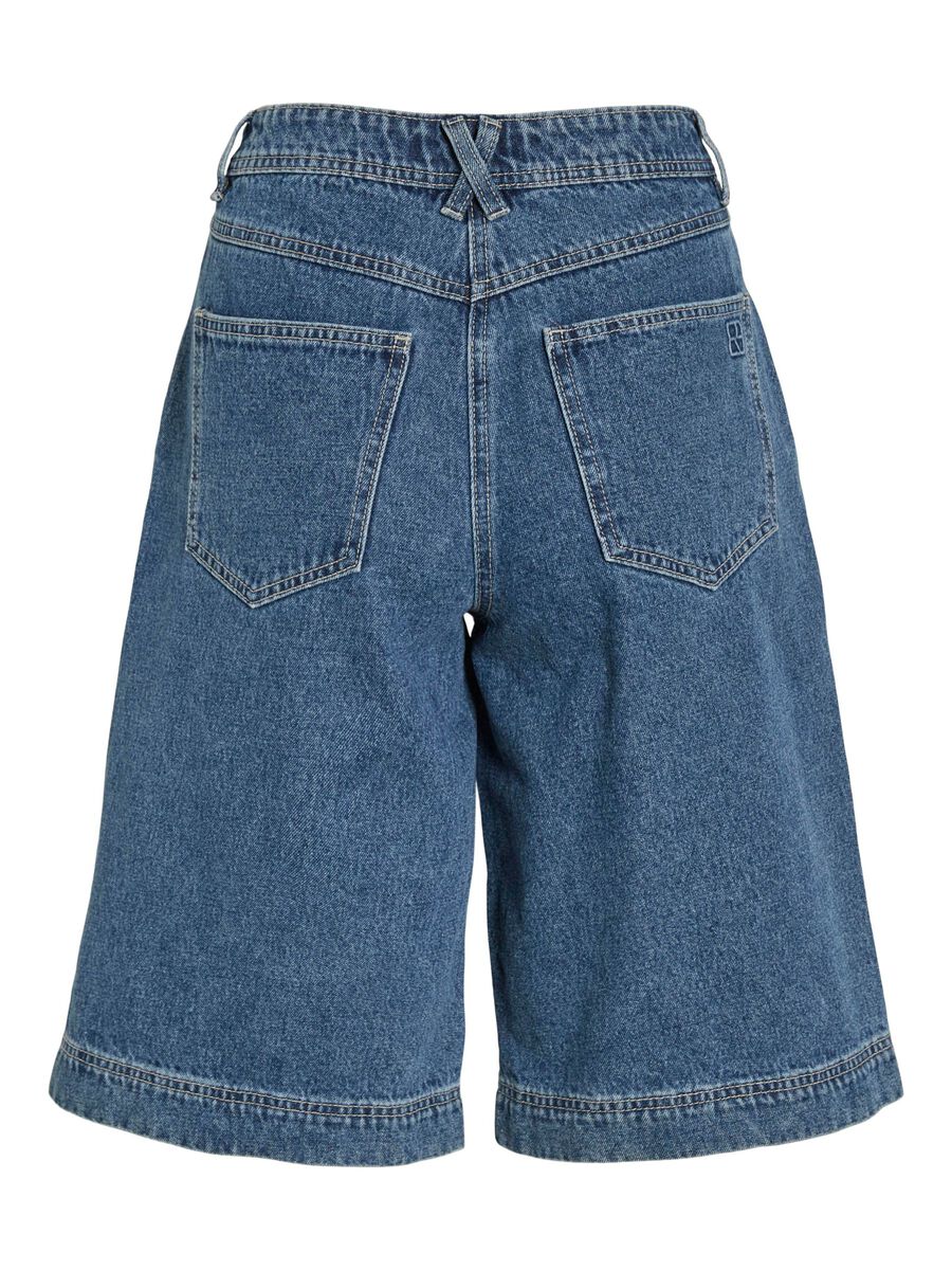 VILA MID-WAIST DENIM SHORTS, Dark Medium Blue Denim, highres - 14107740_DarkMediumBlueDenim_002.jpg