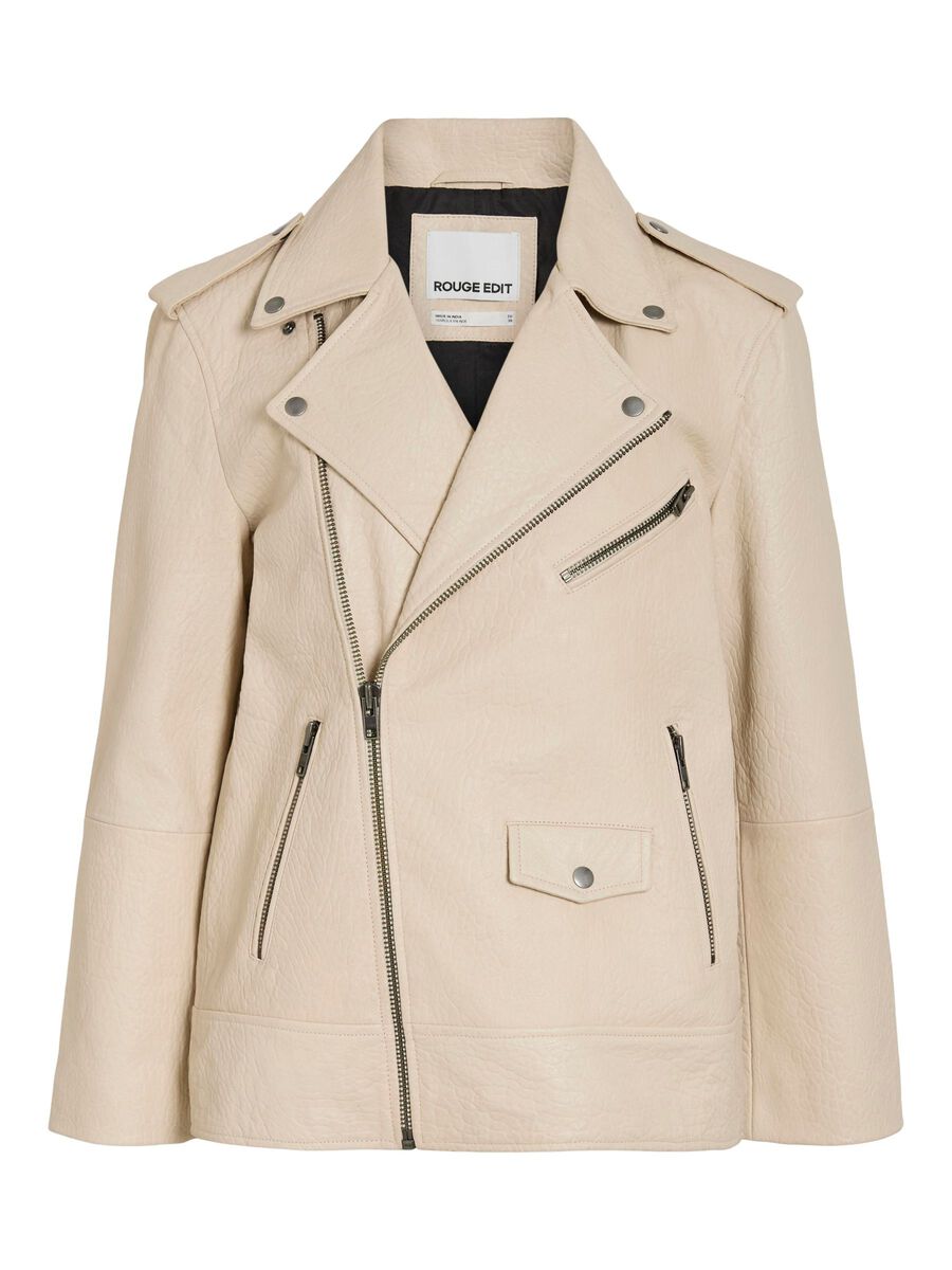 VILA BIKER LEATHER JACKET, Birch, highres - 14111814_Birch_001.jpg