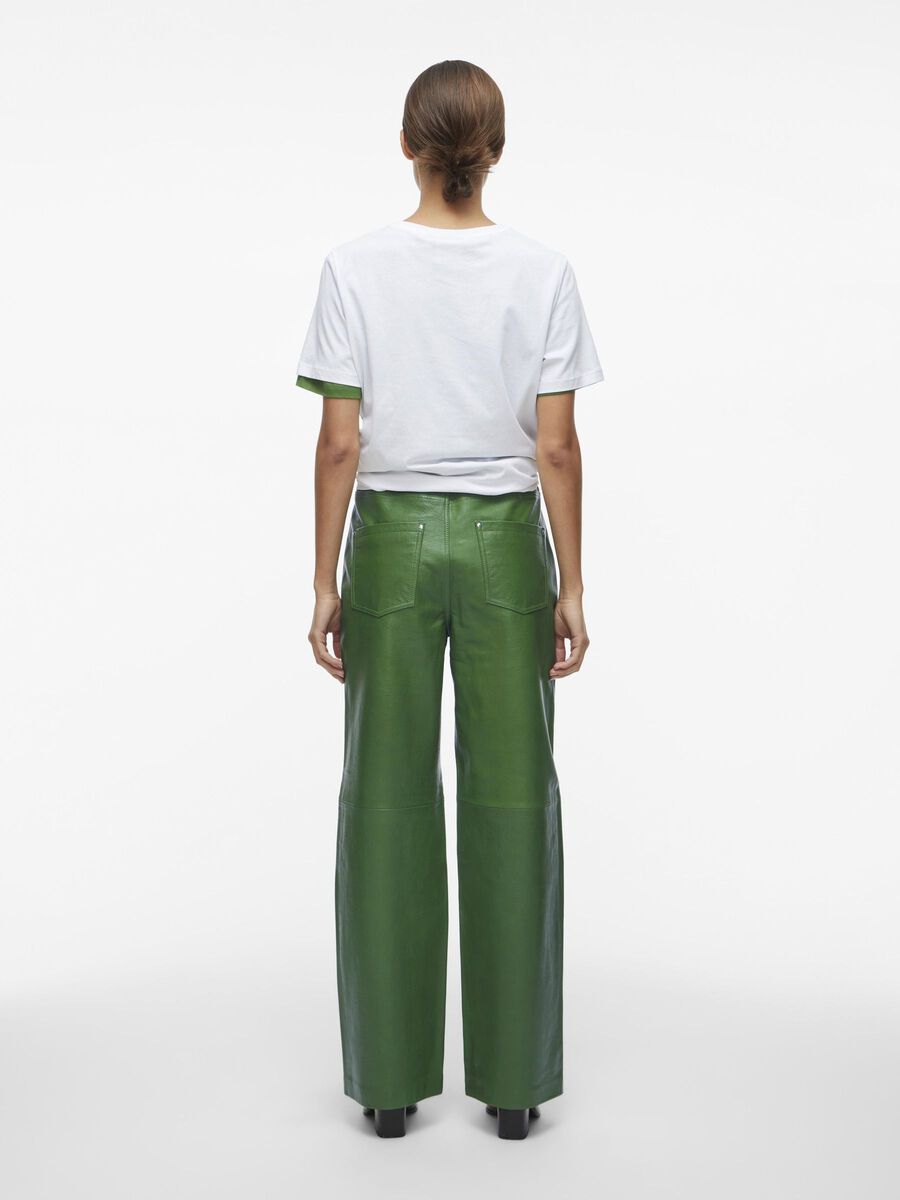 VILA HIGH WAIST LEATHER TROUSERS, Artichoke Green, highres - 14102853_ArtichokeGreen_004.jpg