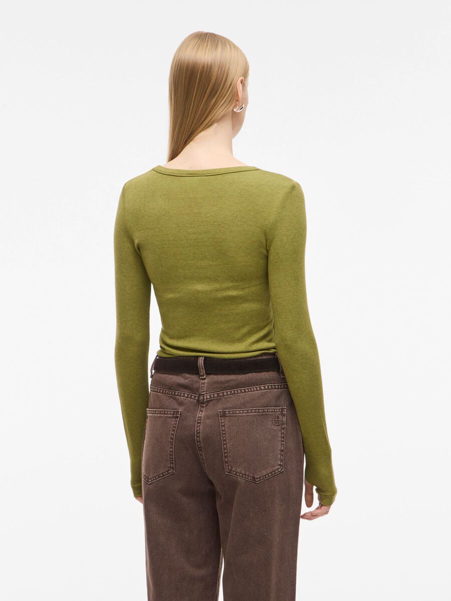 Carousel image - ROUND NECK LONG SLEEVED TOP, Avocado | 2