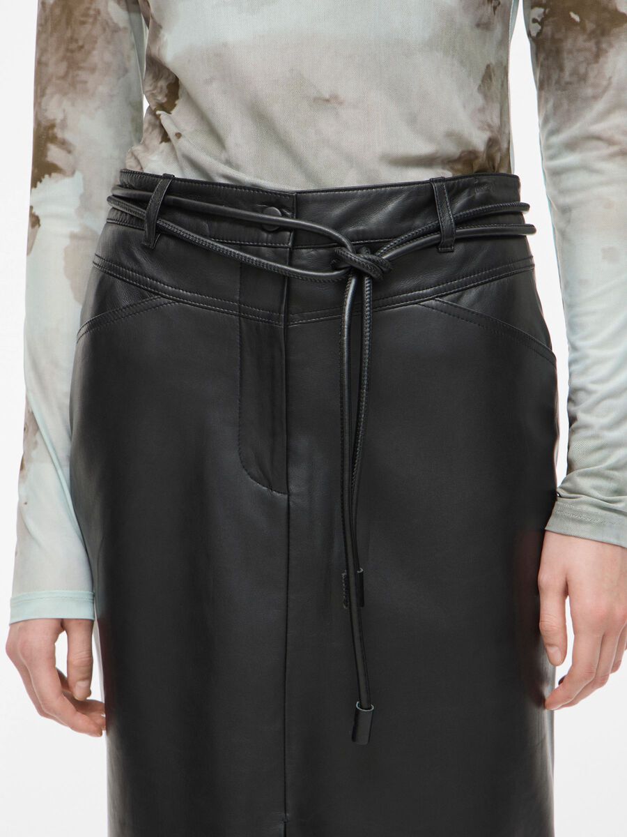 Carousel image - LEATHER MAXI SKIRT, Meteorite | 3