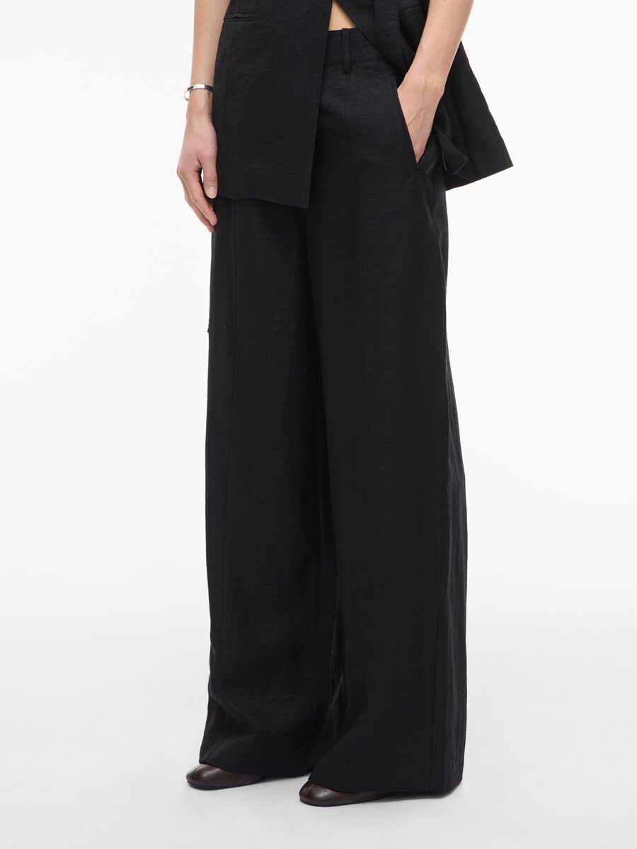 Product tile image - HIGH WAIST WIDE-LEG TROUSERS, Meteorite | 14113675_Meteorite
