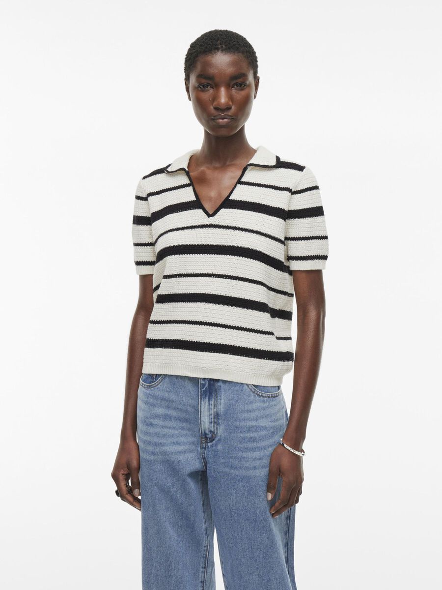 VILA SHORT SLEEVED KNITTED TOP, Birch, highres - 14105934_Birch_1176306_003.jpg