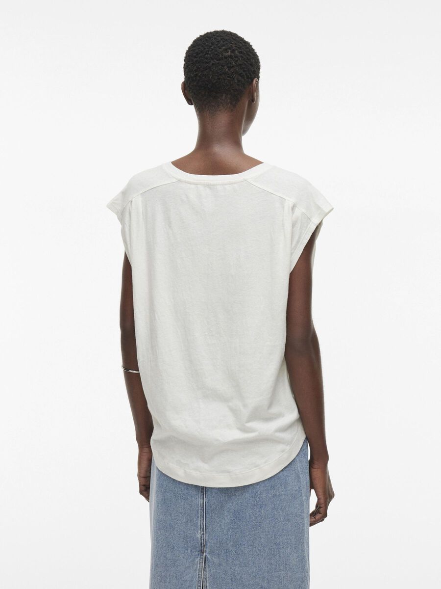 VILA V-NECK SHORT SLEEVED TOP, Cloud Dancer, highres - 14106269_CloudDancer_004.jpg