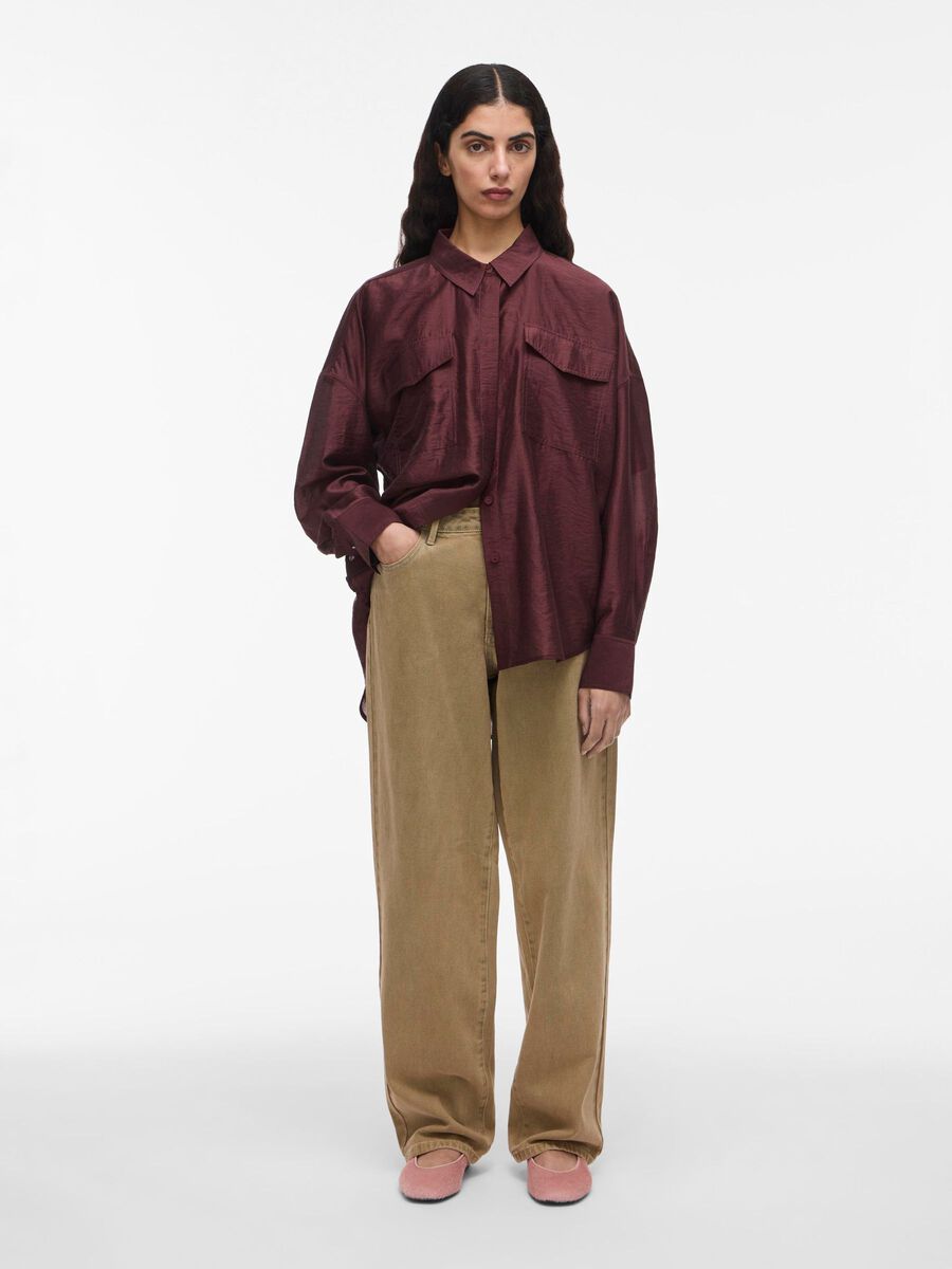 VILA OVERSIZED LONG SLEEVED SHIRT, Decadent Chocolate, highres - 14107743_DecadentChocolate_005.jpg