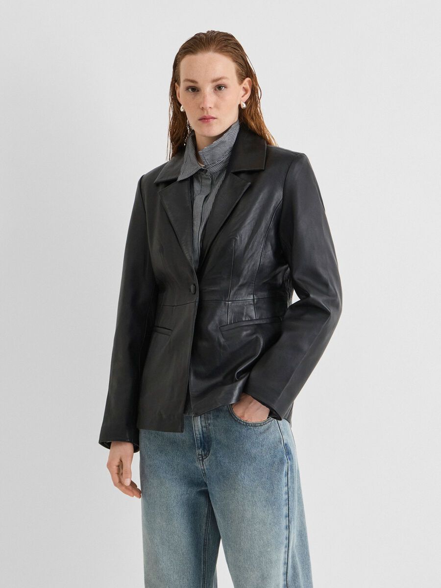 Carousel image - LEATHER BLAZER, Meteorite | 1