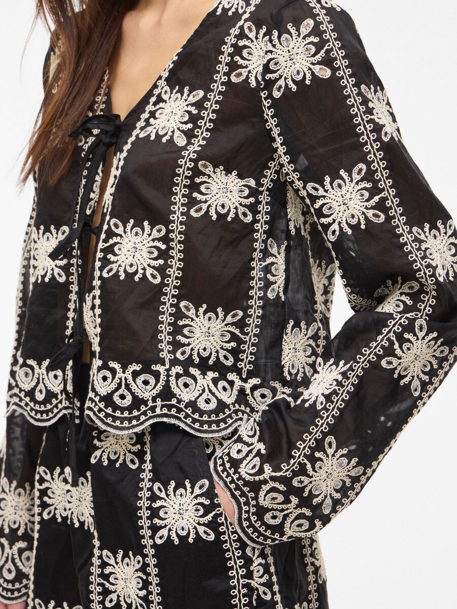 Carousel image - TIE FRONT LONG SLEEVED TOP, Meteorite | 3