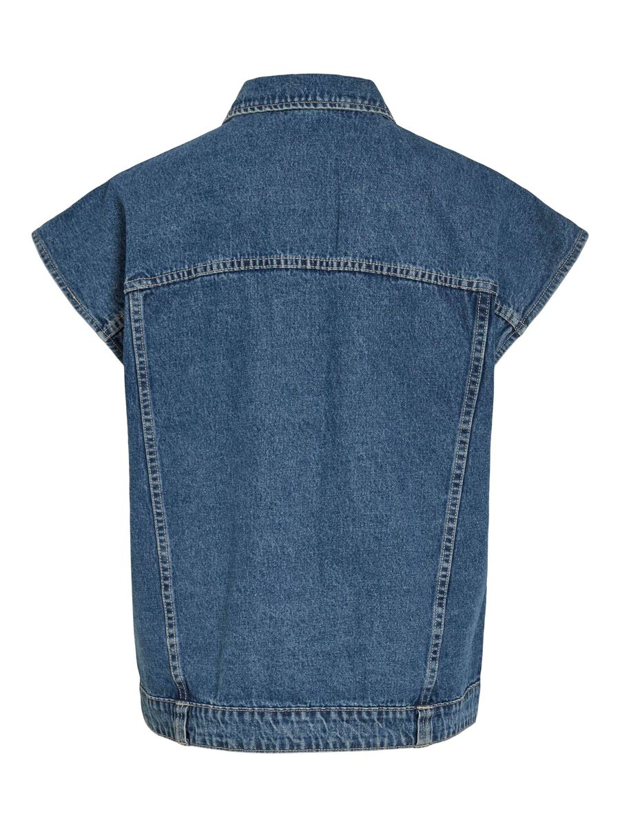 VILA OVERSIZED DENIM VEST, Dark Medium Blue Denim, highres - 14107739_DarkMediumBlueDenim_002.jpg
