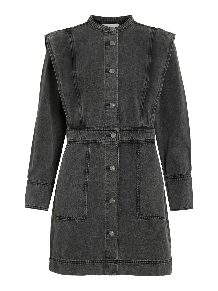 VILA LONG SLEEVED DENIM DRESS, Meteorite, highres - 14108592_Meteorite_001.jpg