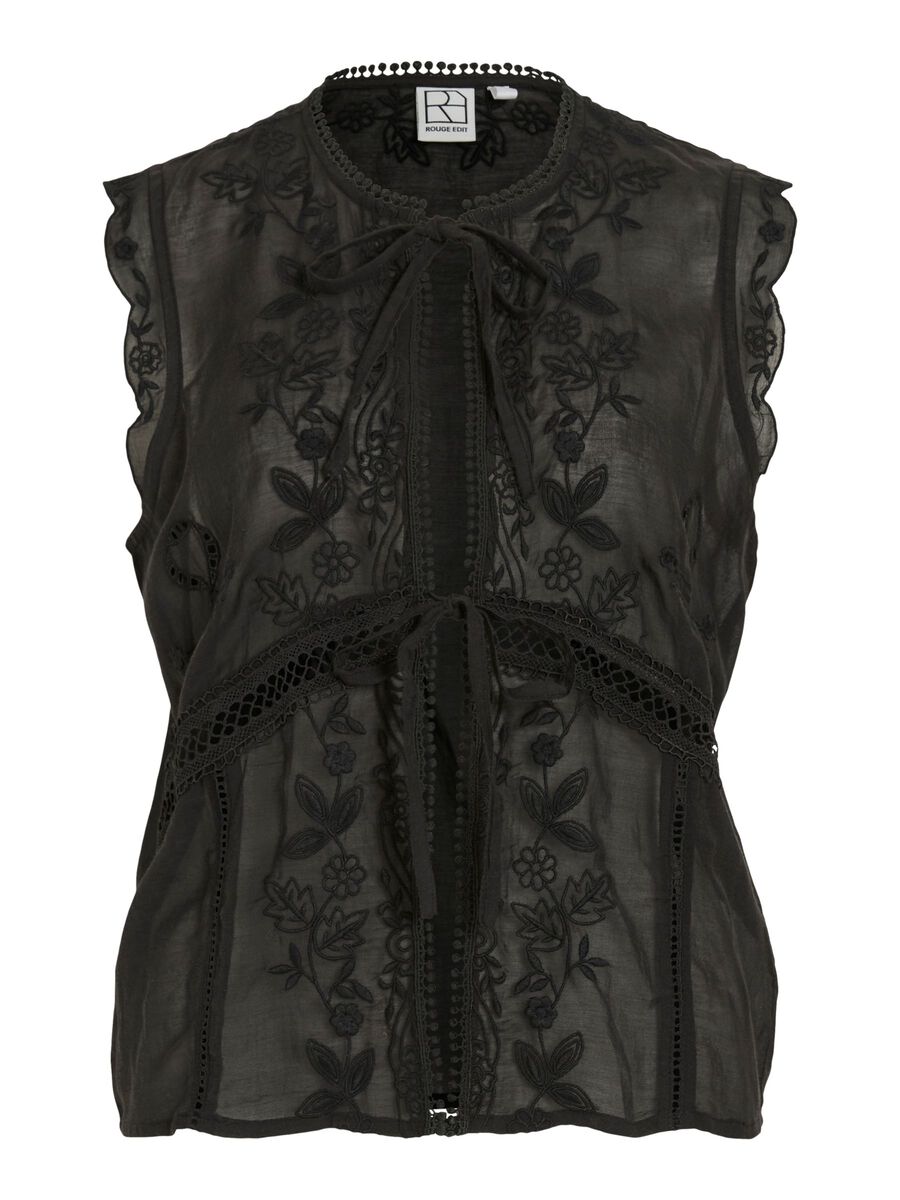 Product tile image - TIE FRONT SLEEVELESS TOP, Meteorite | 14114719_Meteorite