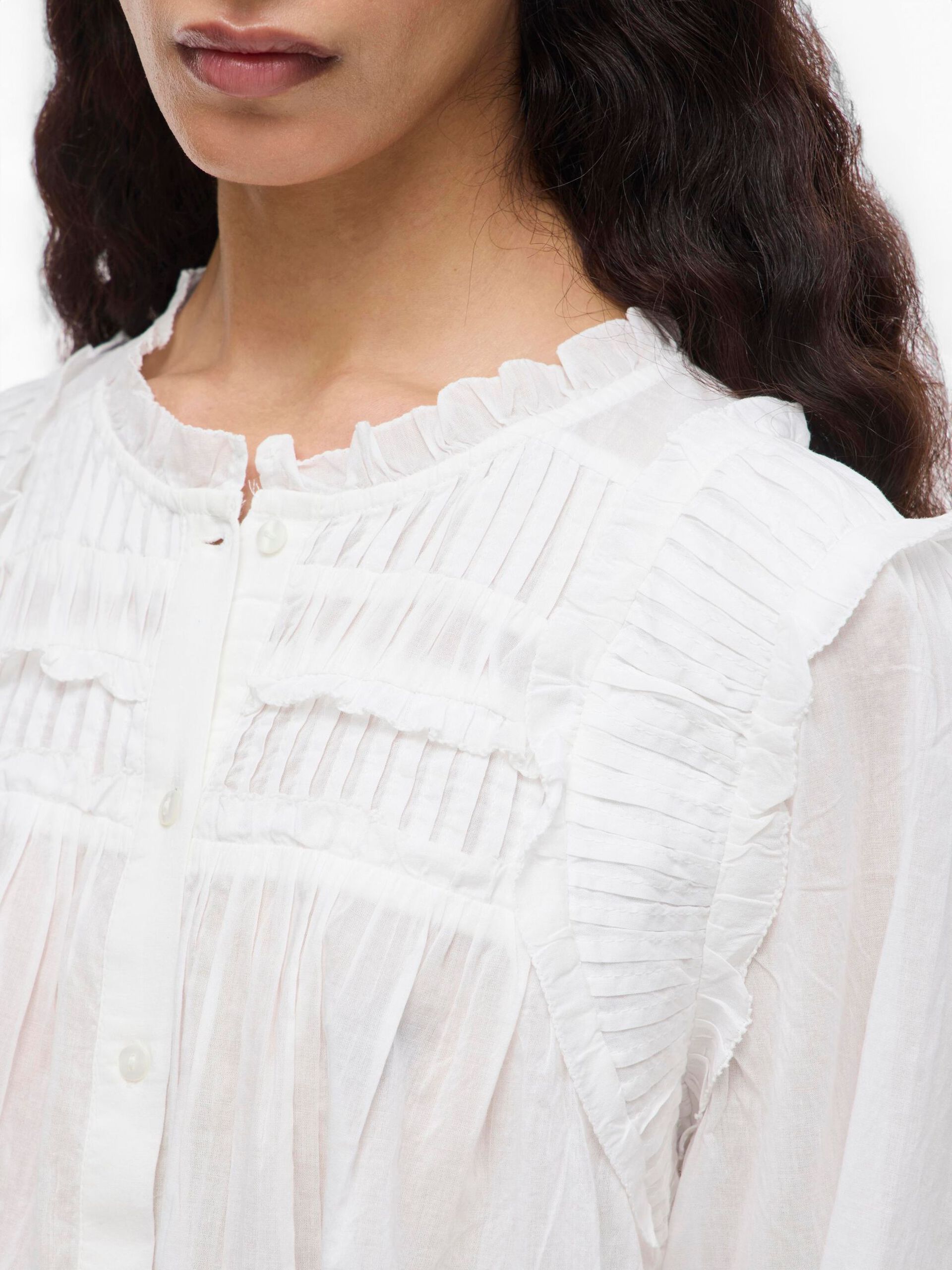 Carousel image - MANDARIN COLLAR 3/4 SLEEVED SHIRT, Cloud Dancer | 5