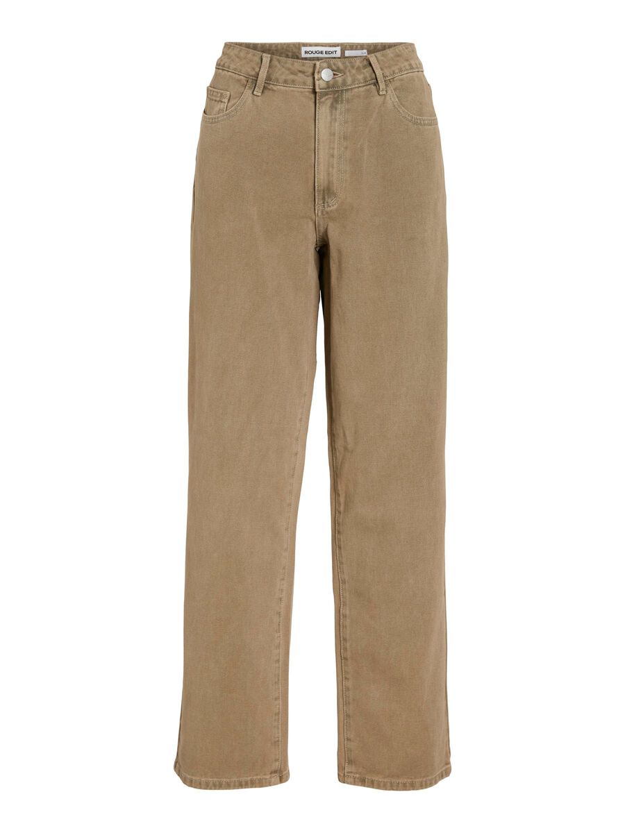 VILA MID-WAIST STRAIGHT FIT JEANS, Petrified Oak, highres - 14108481_PetrifiedOak_001.jpg