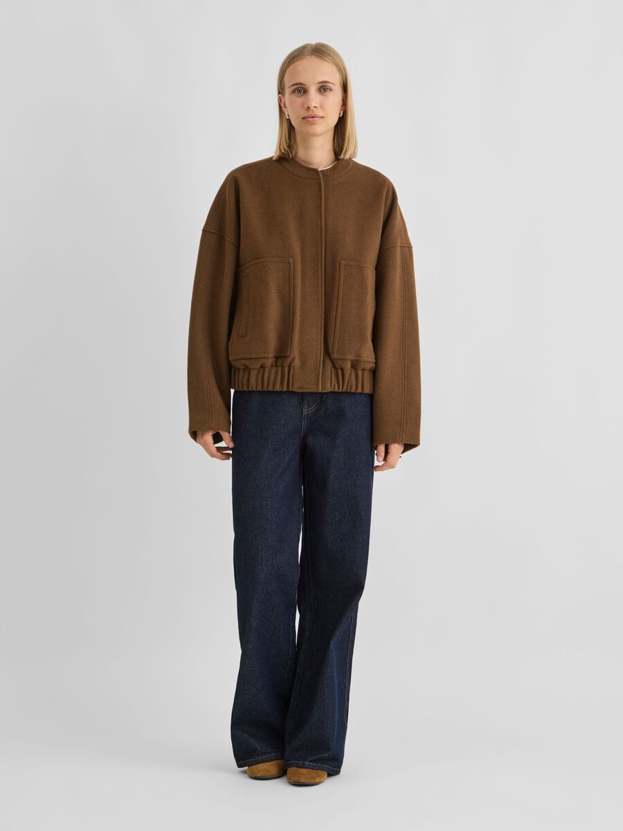 Product tile image BUTTONED BOMBER JACKET, Coffee Lique&uacute;r 14105086_CoffeeLiquer