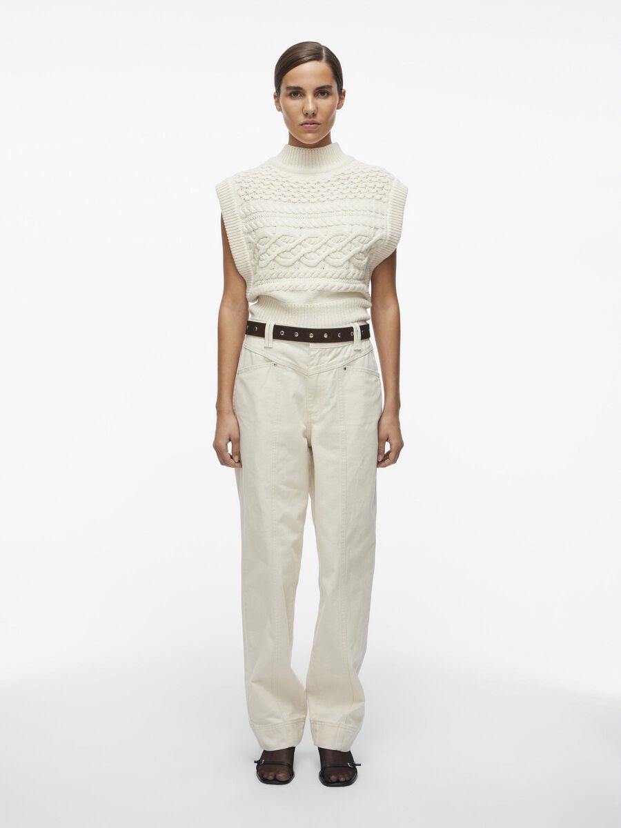 VILA HIGH NECK KNITTED VEST, Birch, highres - 14100998_Birch_005.jpg