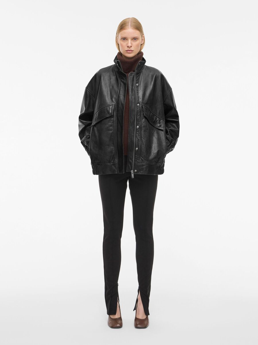 Carousel image - OVERSIZED LEATHER JACKET, Meteorite | 4