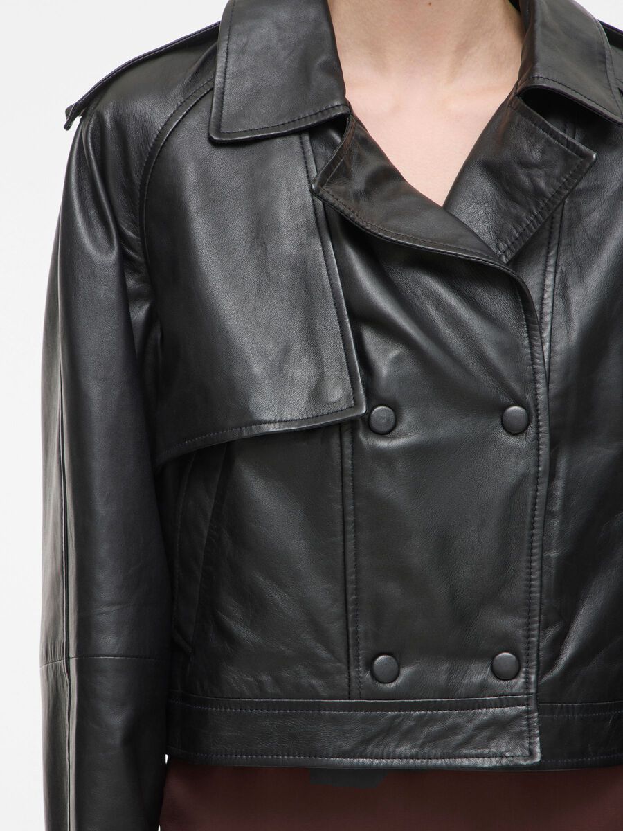 Carousel image - DOUBLE-BREASTED LEATHER JACKET, Meteorite | 3