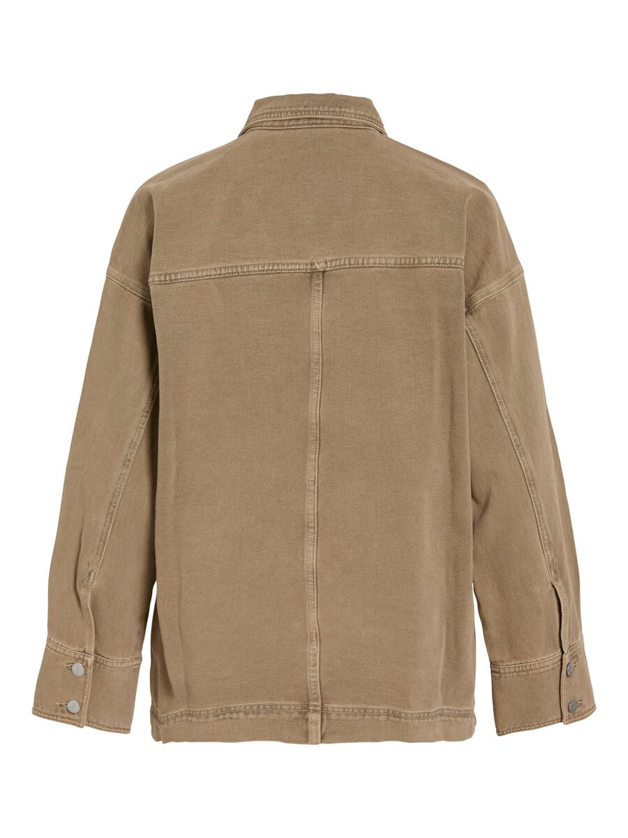 VILA BUTTONED DENIM JACKET, Petrified Oak, highres - 14107803_PetrifiedOak_002.jpg