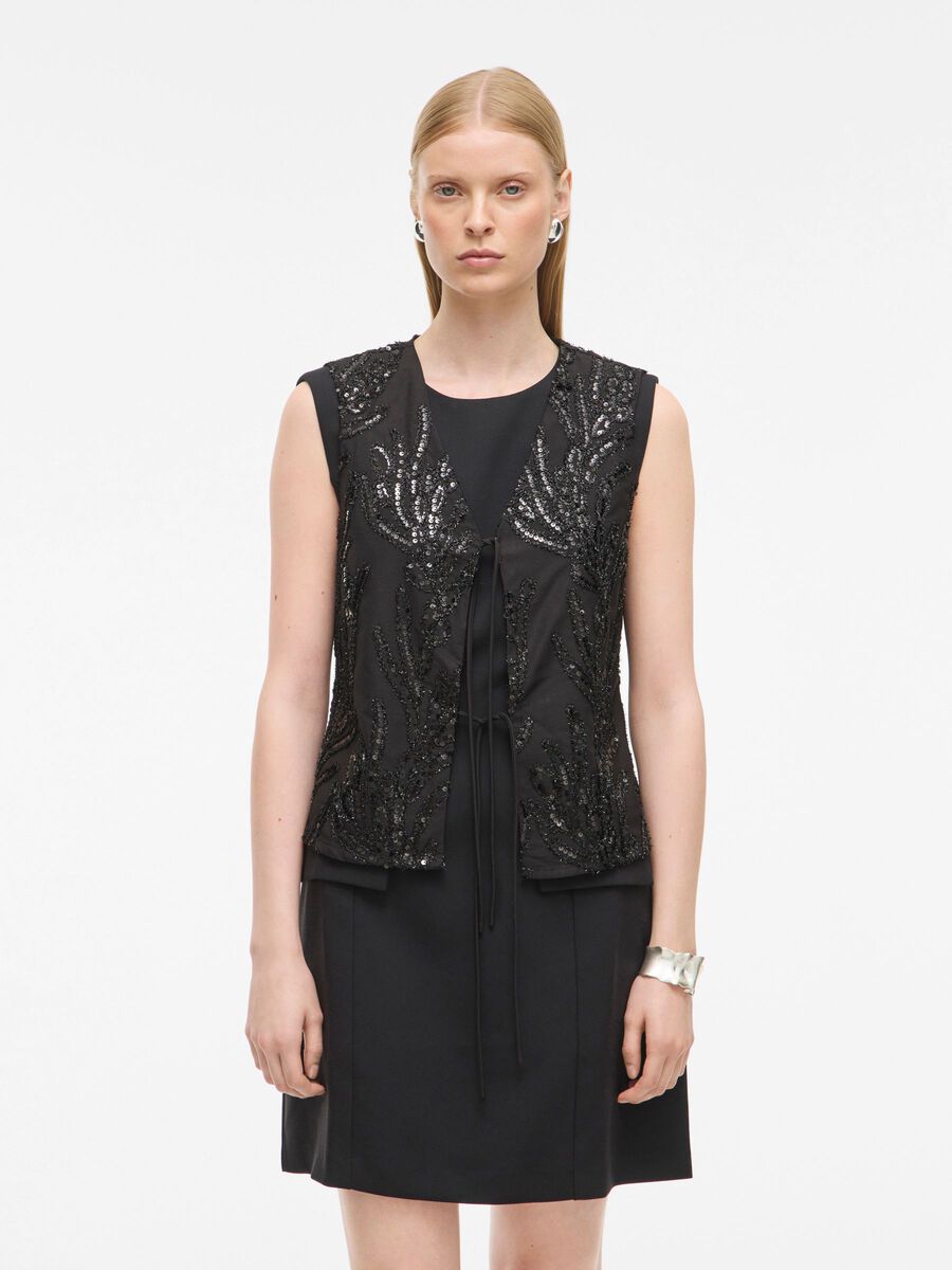 Carousel image - SEQUIN SLEEVELESS TOP, Meteorite | 1