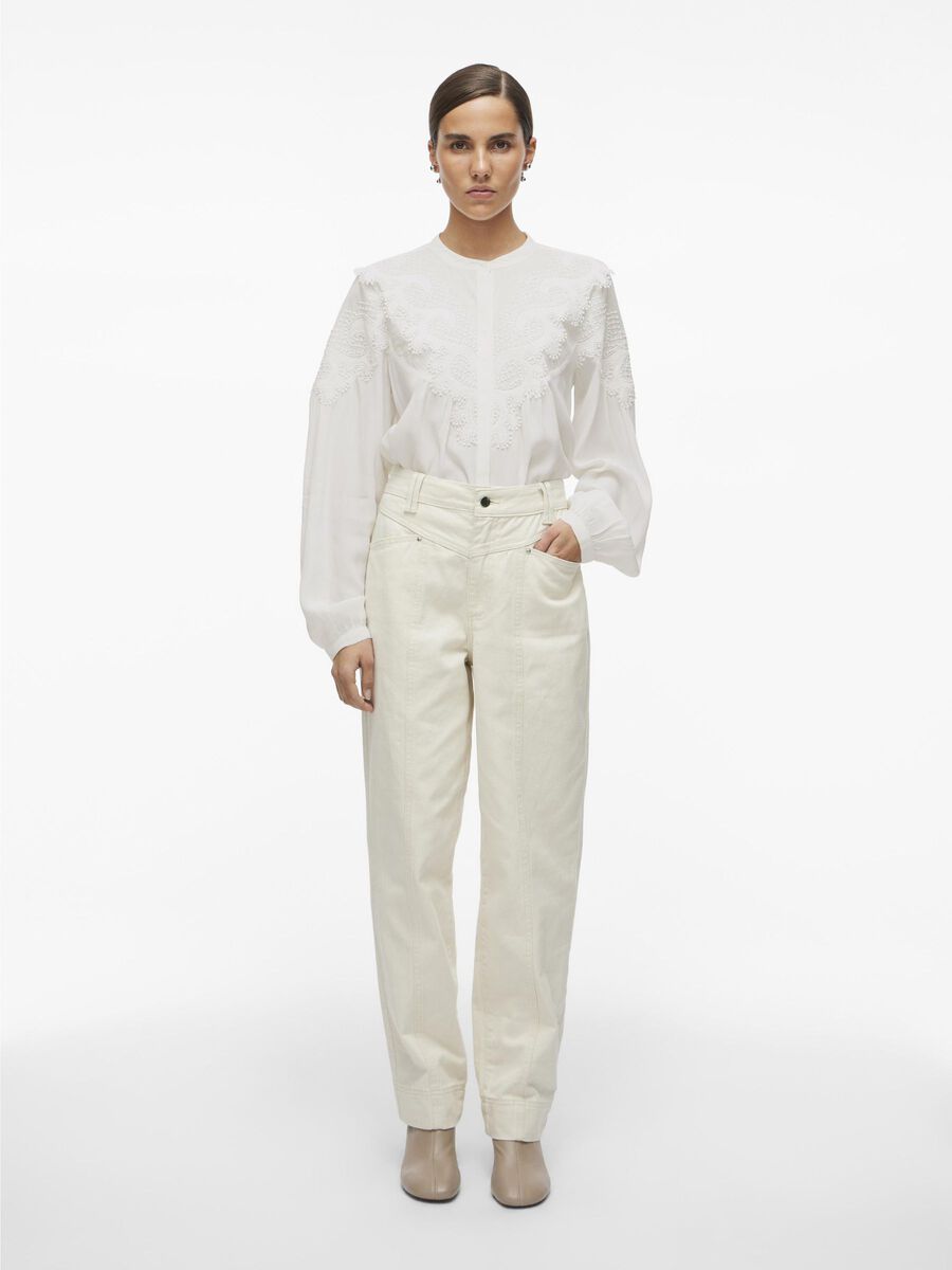 VILA MANDARIN COLLAR LONG SLEEVED SHIRT, Cloud Dancer, highres - 14102866_CloudDancer_005.jpg