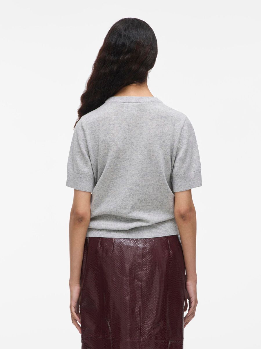 VILA WOOL BLEND KNITTED TOP, Light Grey Melange, highres - 14108560_LightGreyMelange_004.jpg
