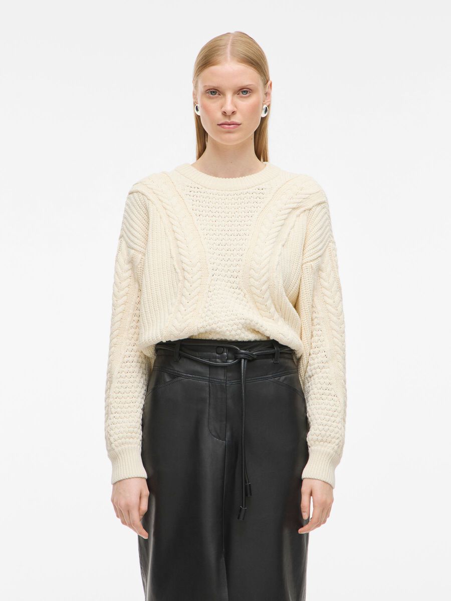 Carousel image - CABLE KNITTED PULLOVER, Birch | 1