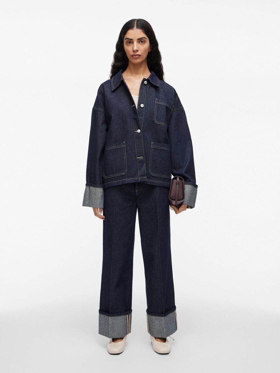 VILA BUTTONED DENIM JACKET, Dark Medium Blue Denim, highres - 14107758_DarkMediumBlueDenim_005.jpg