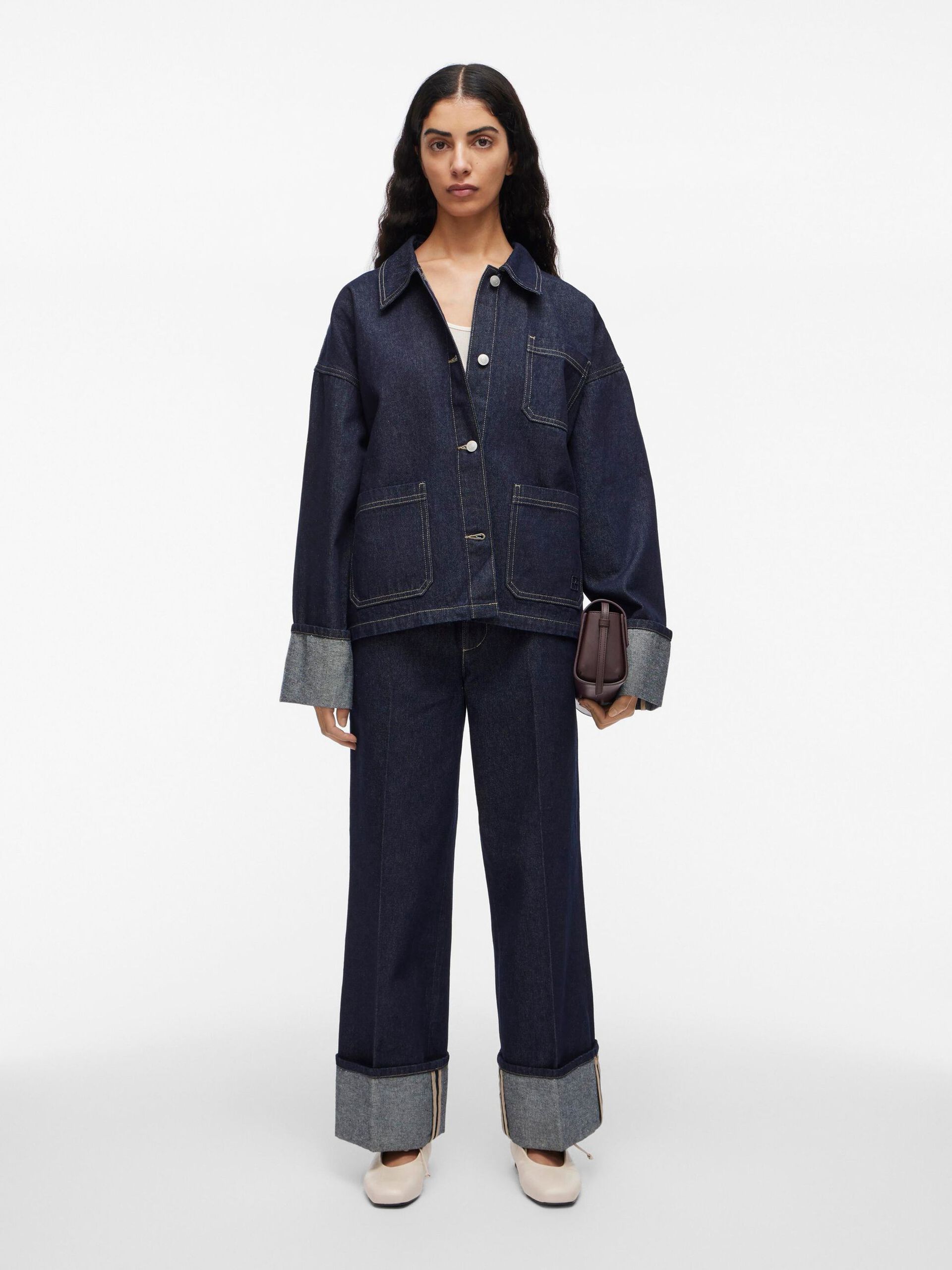 Carousel image - BUTTONED DENIM JACKET, Dark Medium Blue Denim | 4