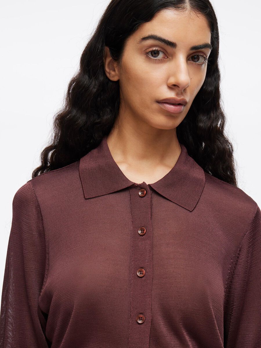 Carousel image - KNITTED POLO SHIRT, Decadent Chocolate | 3