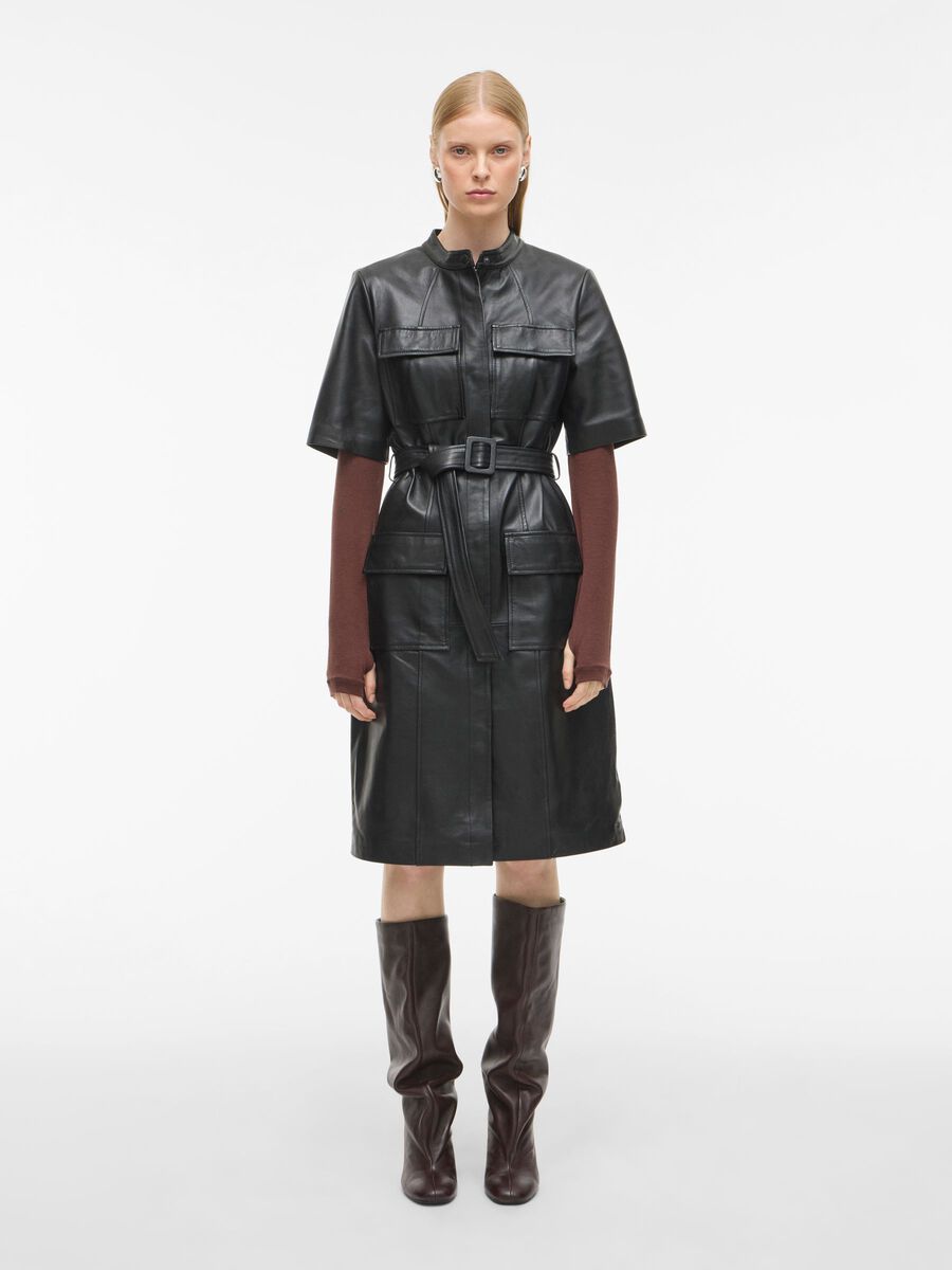 Carousel image - LEATHER MIDI DRESS, Meteorite | 1