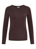 Product image thumbnail - ROUND NECK LONG SLEEVED TOP, Seal Brown | 1