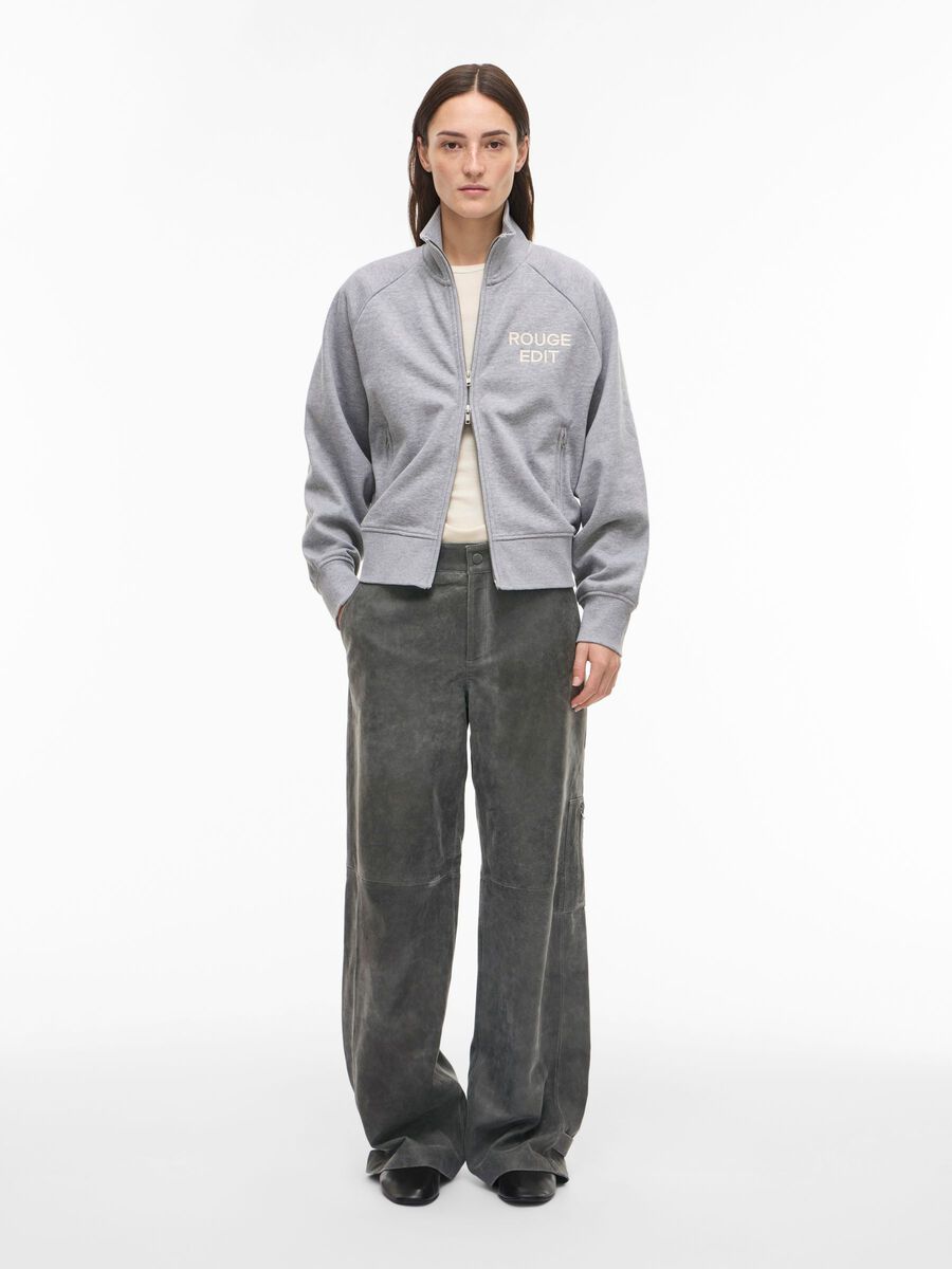 Product tile image - MID-WAIST LEATHER TROUSERS, Meteorite | 14112184_Meteorite