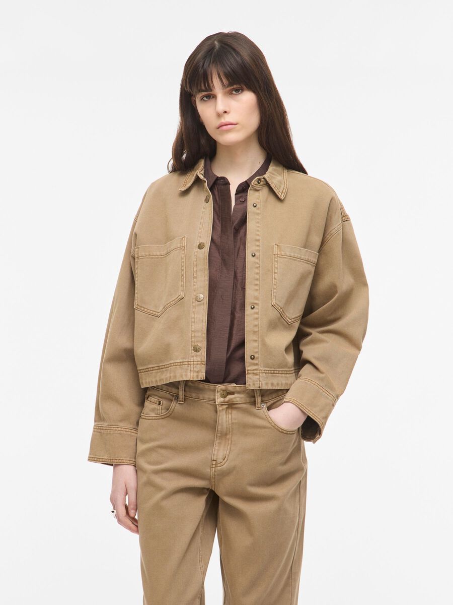 Product tile image - BUTTONED DENIM SHIRT, Dull Gold | 14117033_DullGold