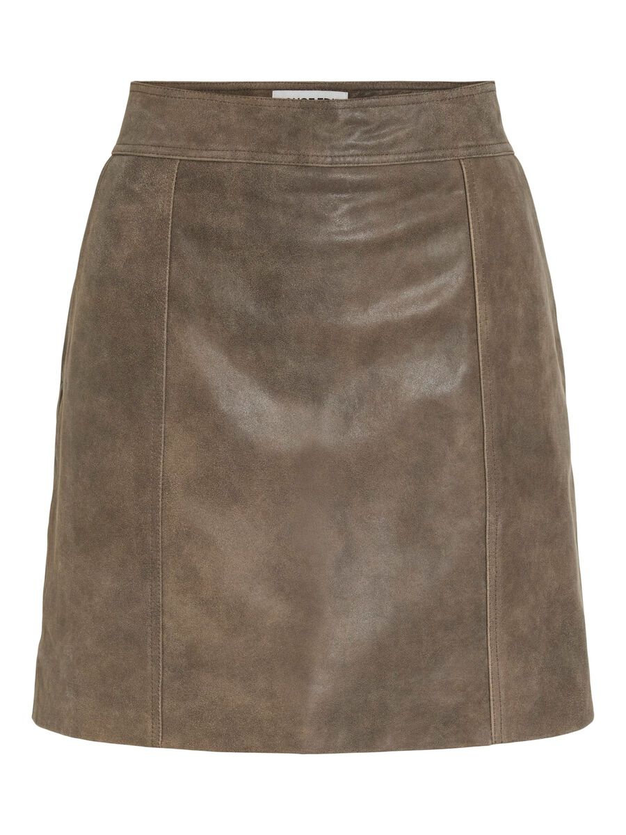 VILA HIGH WAIST LEATHER MINI SKIRT, Petrified Oak, highres - 14107820_PetrifiedOak_001.jpg