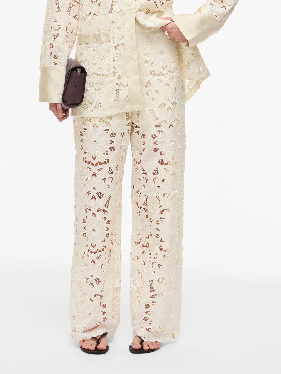 Product tile image - LACE HIGH WAISTED TROUSERS, Birch | 14103497_Birch