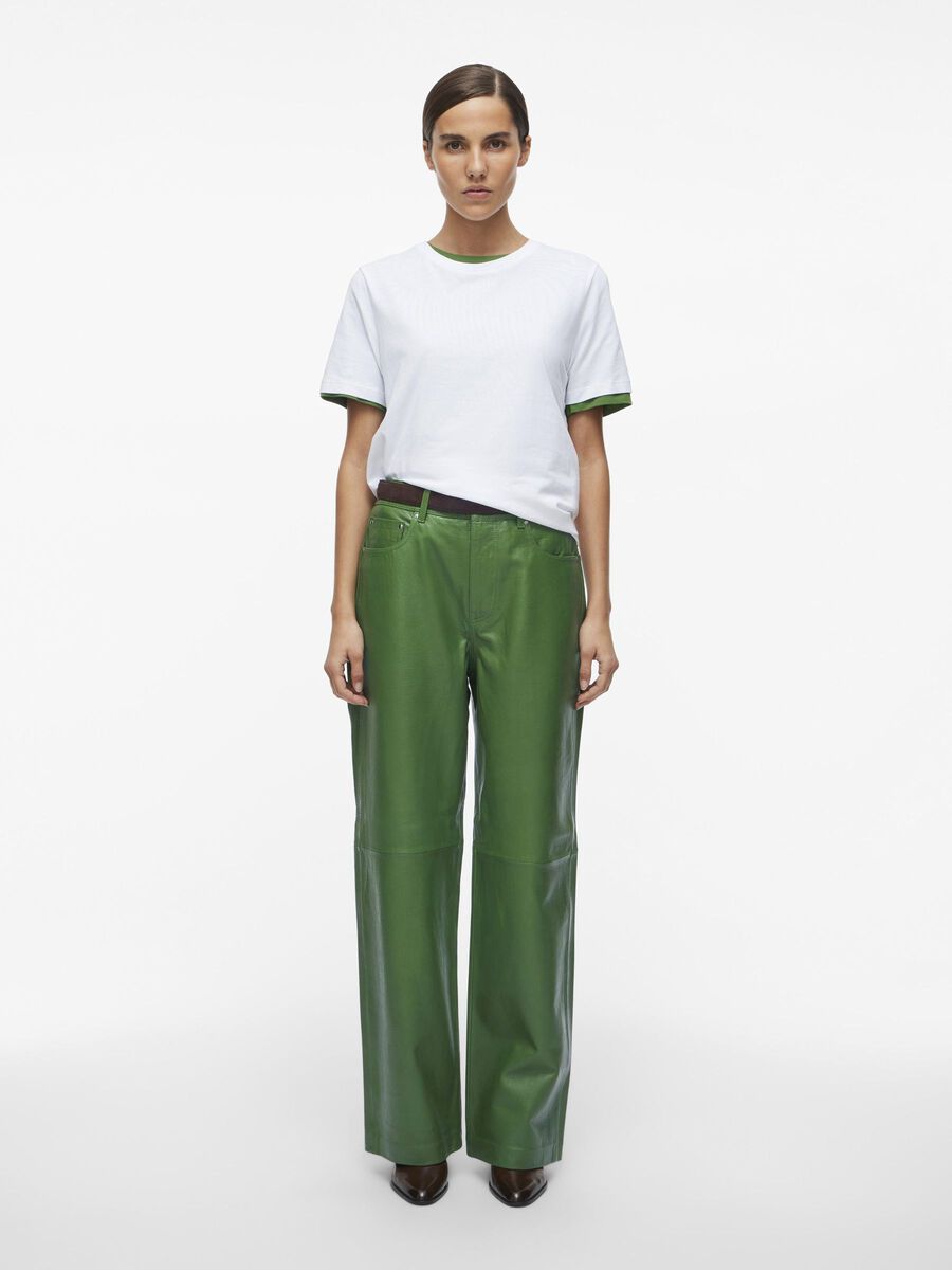 VILA HIGH WAIST LEATHER TROUSERS, Artichoke Green, highres - 14102853_ArtichokeGreen_005.jpg