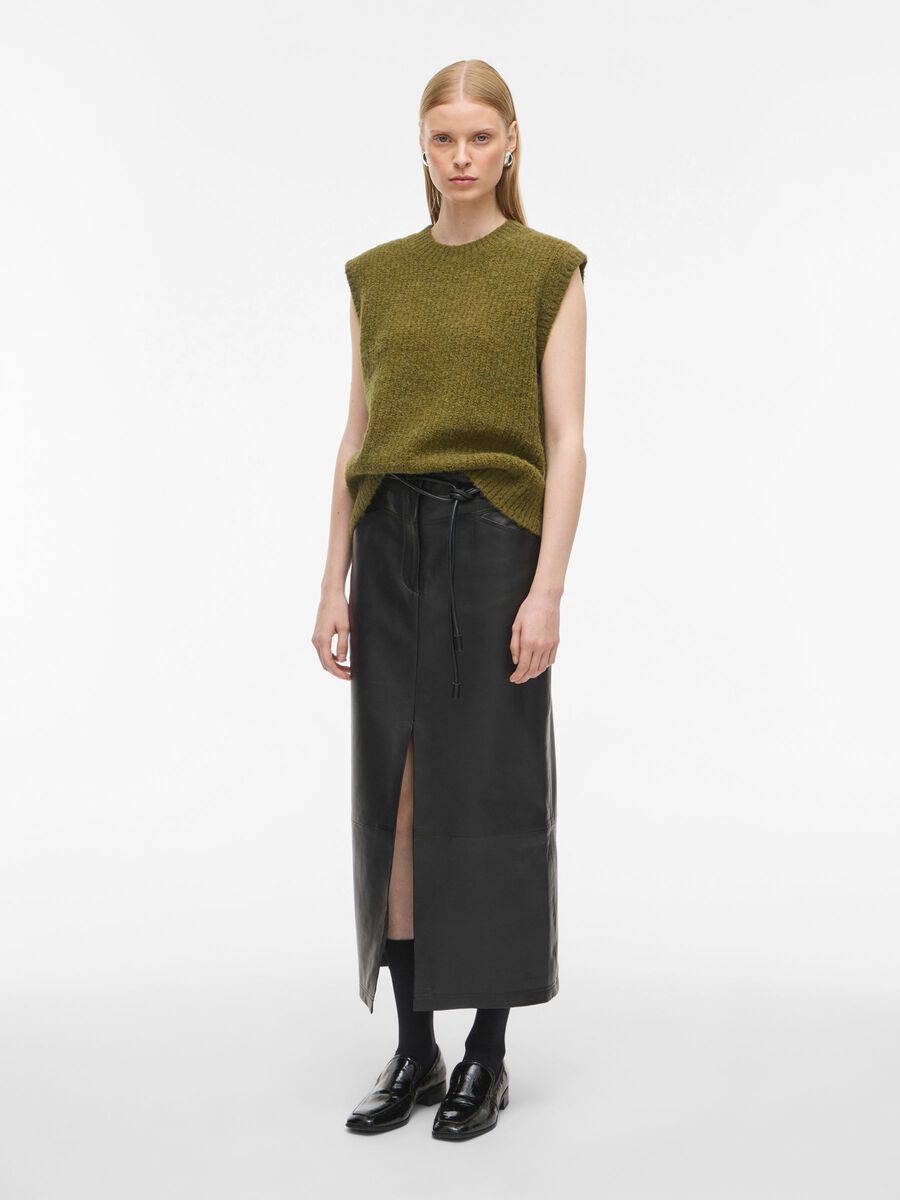 Product tile image - ROUND NECK KNITTED VEST, Avocado | 14110278_Avocado