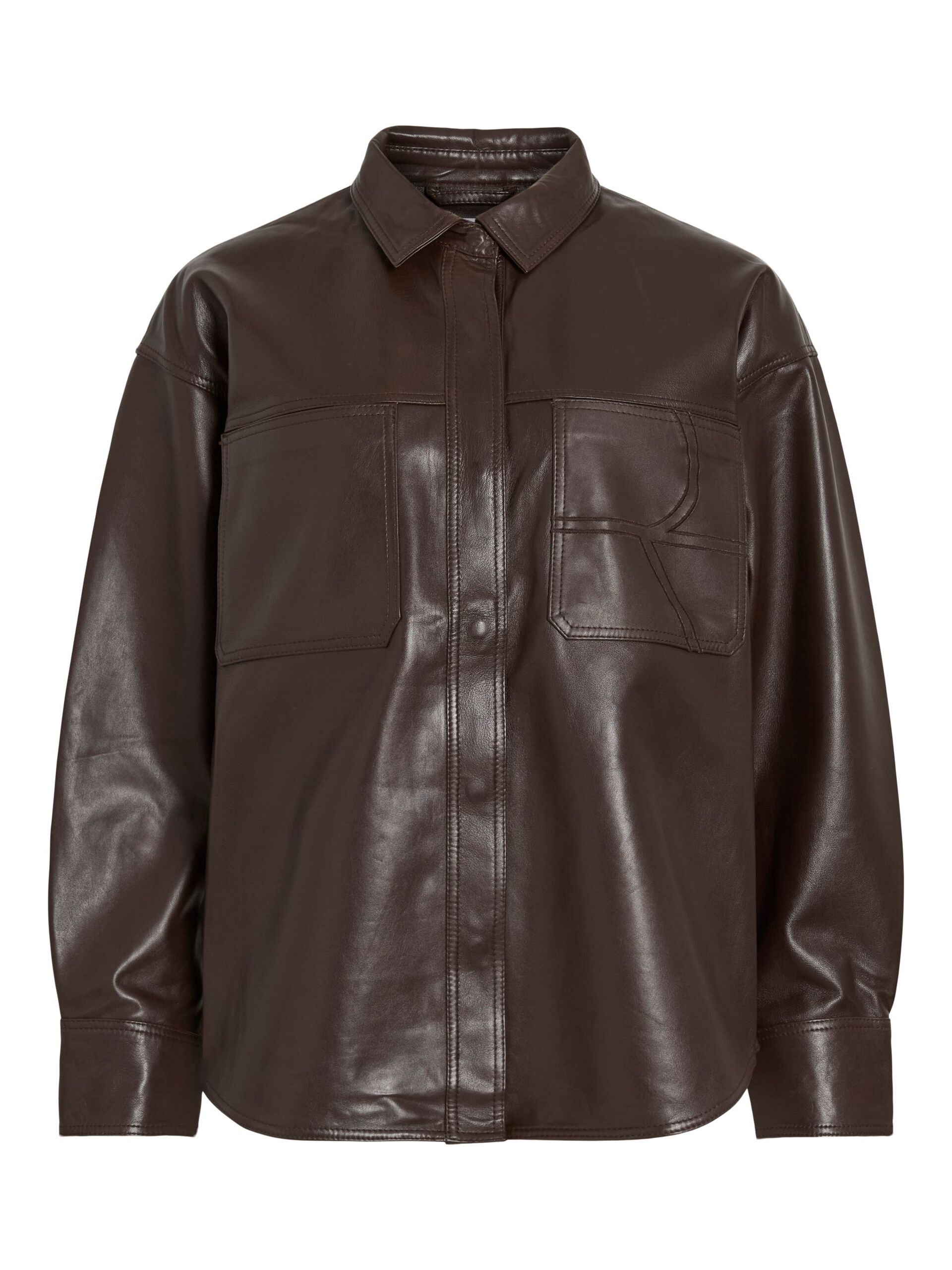 Carousel image - LONG SLEEVED LEATHER SHIRT, Chicory Coffee | 5
