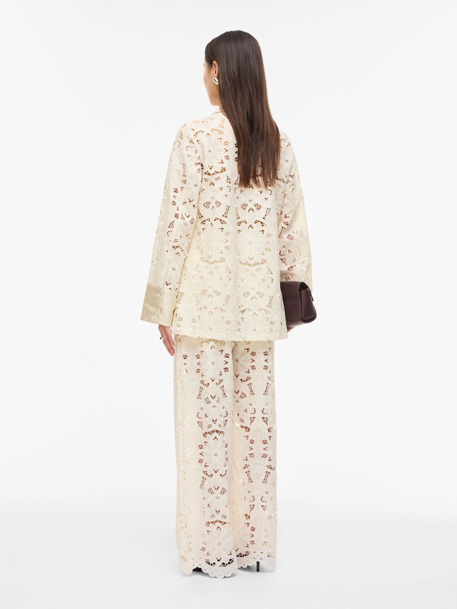 Carousel image - LACE HIGH WAISTED TROUSERS, Birch | 2