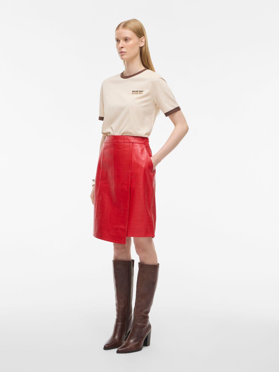 Product tile image - LEATHER MINI SKIRT, Chinese Red | 14109978_ChineseRed