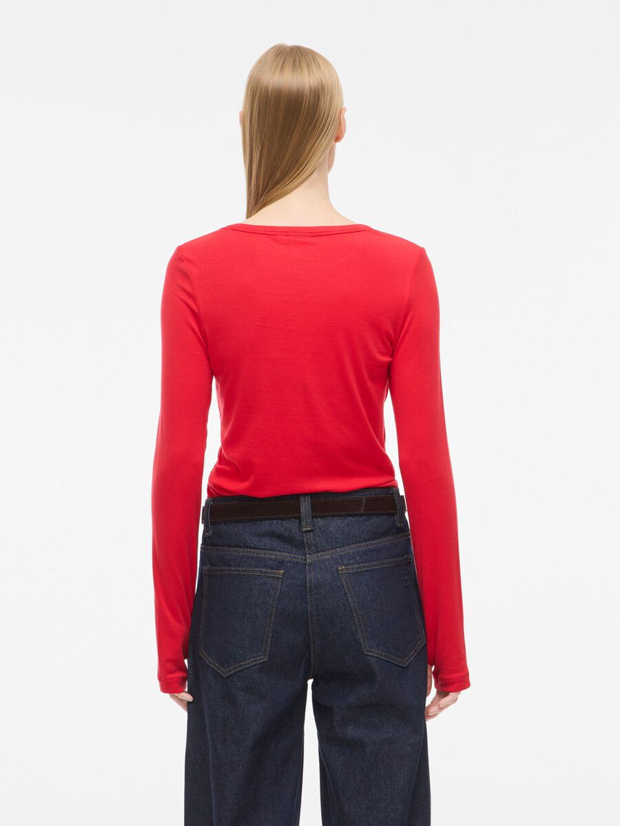 Carousel image - ROUND NECK LONG SLEEVED TOP, Chinese Red | 2