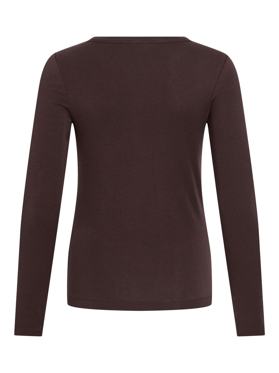 Carousel image - ROUND NECK LONG SLEEVED TOP, Seal Brown | 2