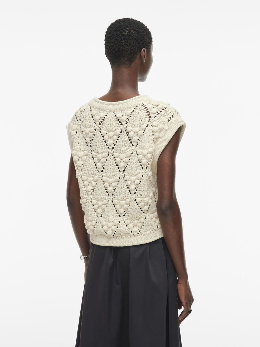 VILA SHORT SLEEVED KNITTED TOP, Birch, highres - 14105802_Birch_004.jpg