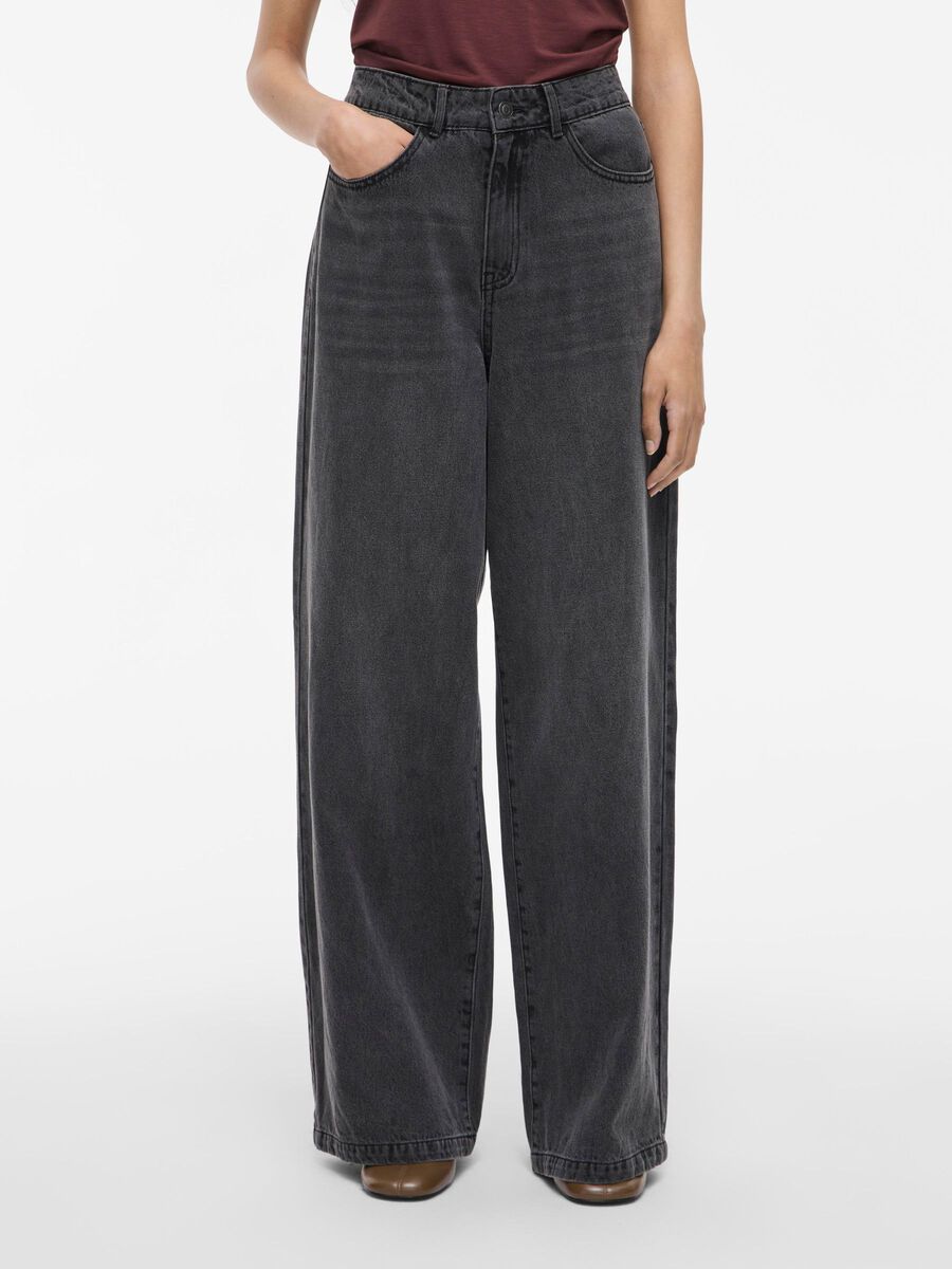 VILA WIDE FIT HIGH WAISTED JEANS, Meteorite, highres - 14108424_Meteorite_003.jpg