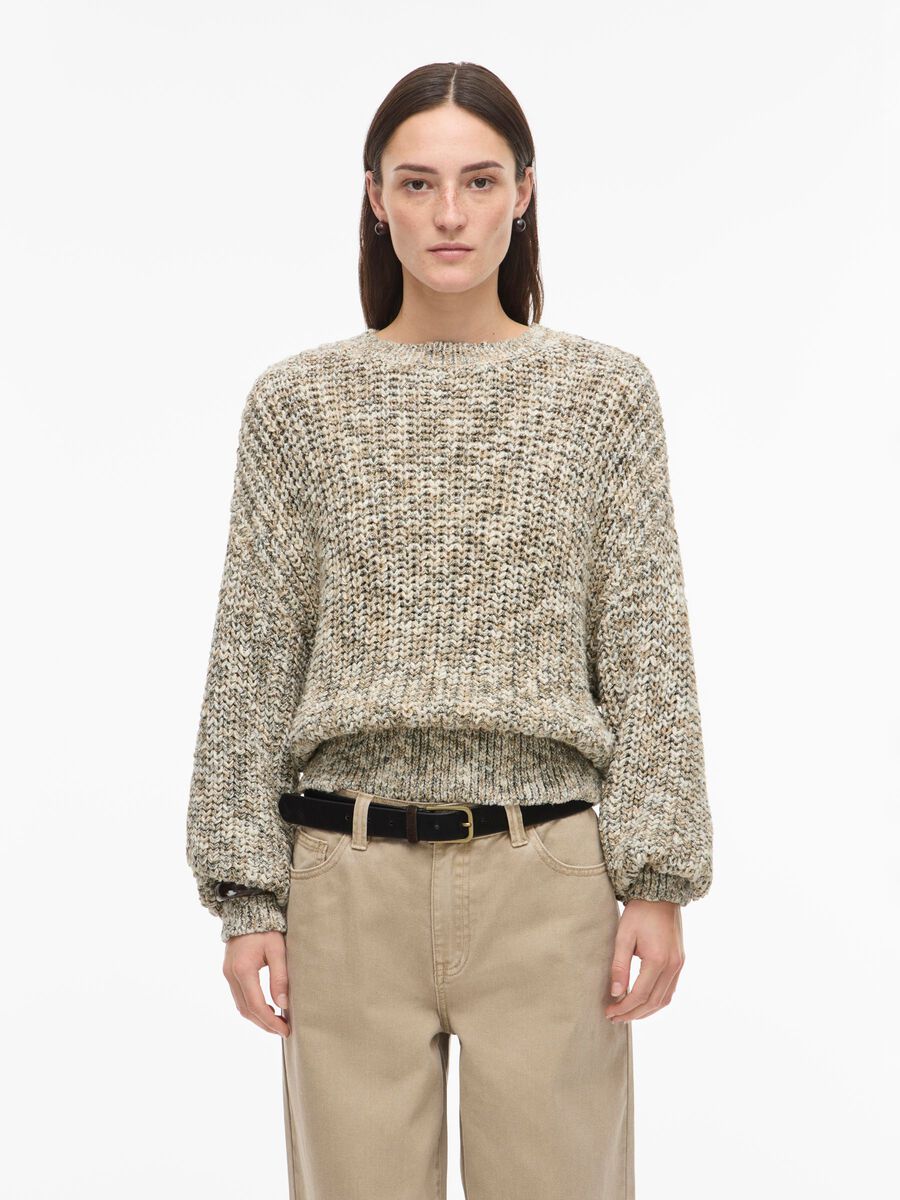Product tile image - ROUND NECK KNITTED PULLOVER, Birch | 14112475_Birch_1239165