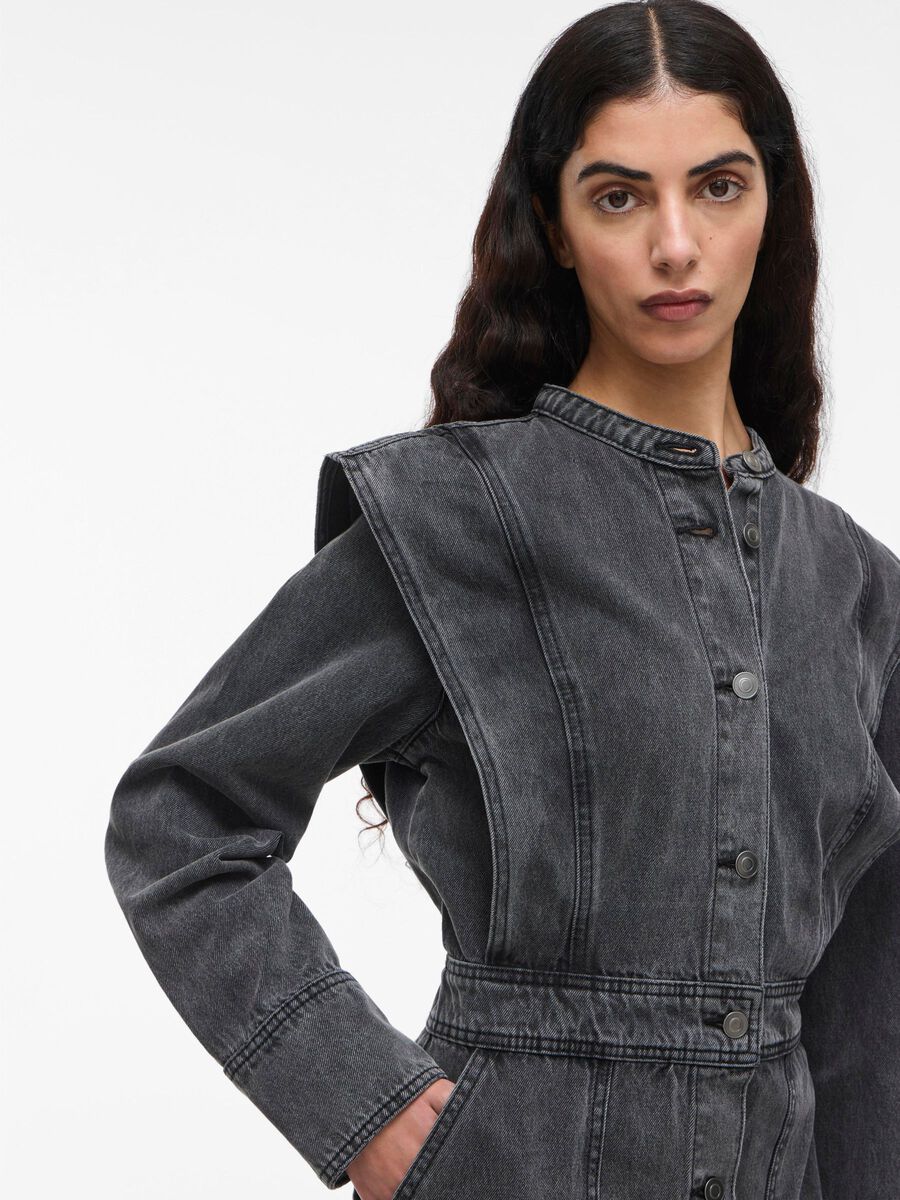 Carousel image - LONG SLEEVED DENIM DRESS, Meteorite | 3